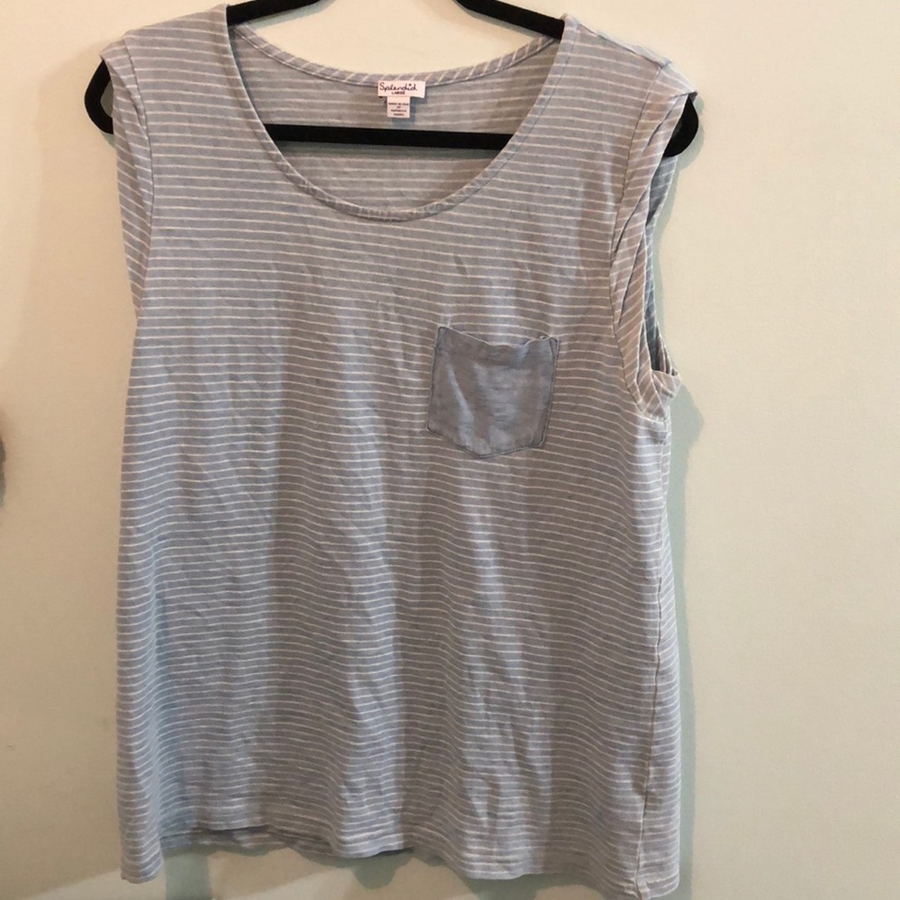 Light blue and white striped loose tank